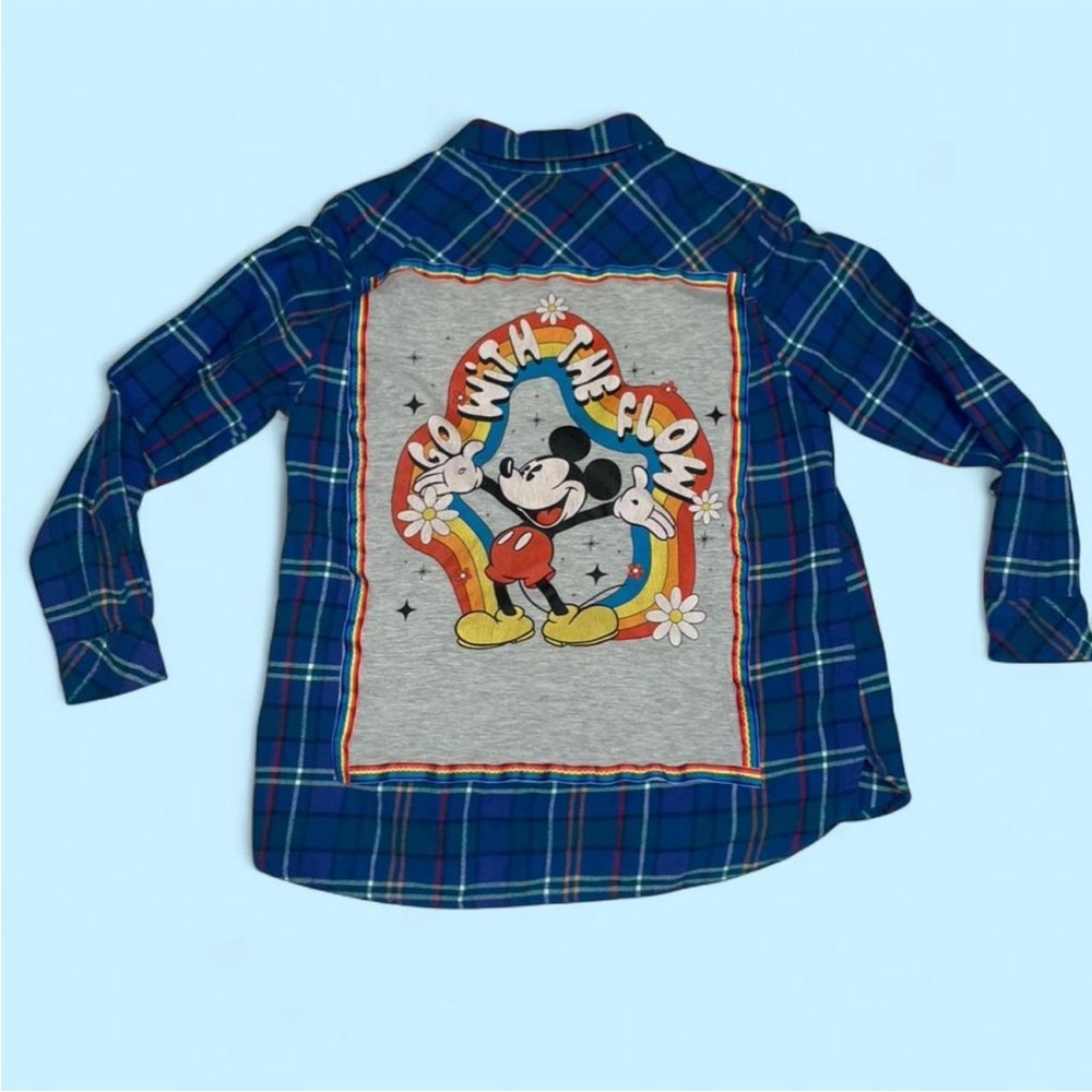Upcycled Croft & Barrow Mickey Mouse flannel Lg